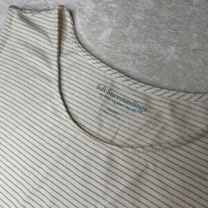 Soft Surroundings Womens Medium Off White Gold Stripe Tunic Sleeveless‎ Tank NEW